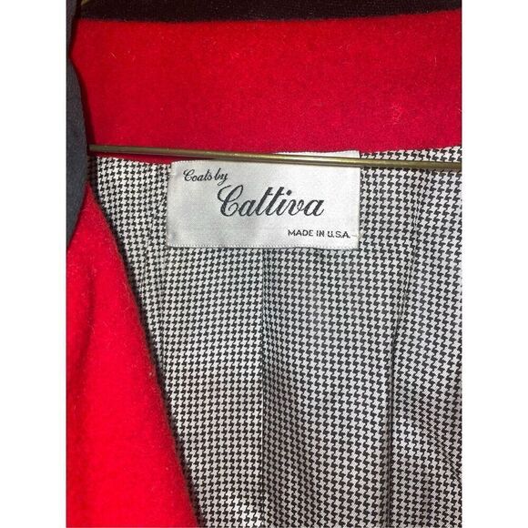 Vintage coats by Cattiva Anglo fabrics pure wool red luxe overcoat size medium - Picture 12 of 16